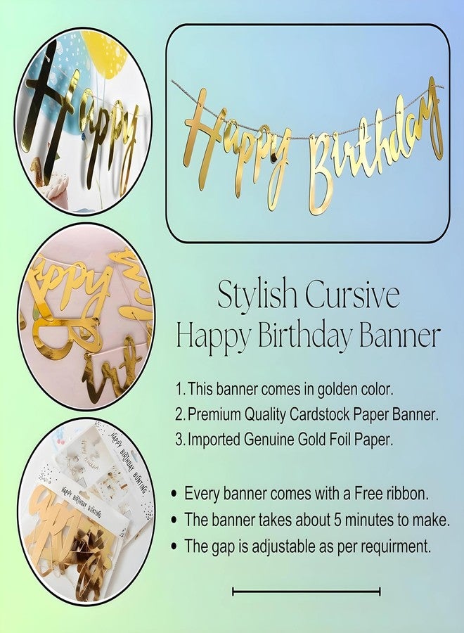 1iAM Romantic Happy Birthday Decoration Items Pack of 34pcs For Husband, Wife, Girlfriend, Boyfriend | Golden, Black & Silver Birthday Decoration Party Packs For Indoor or Outdoor Home, Room, Office - Image 4